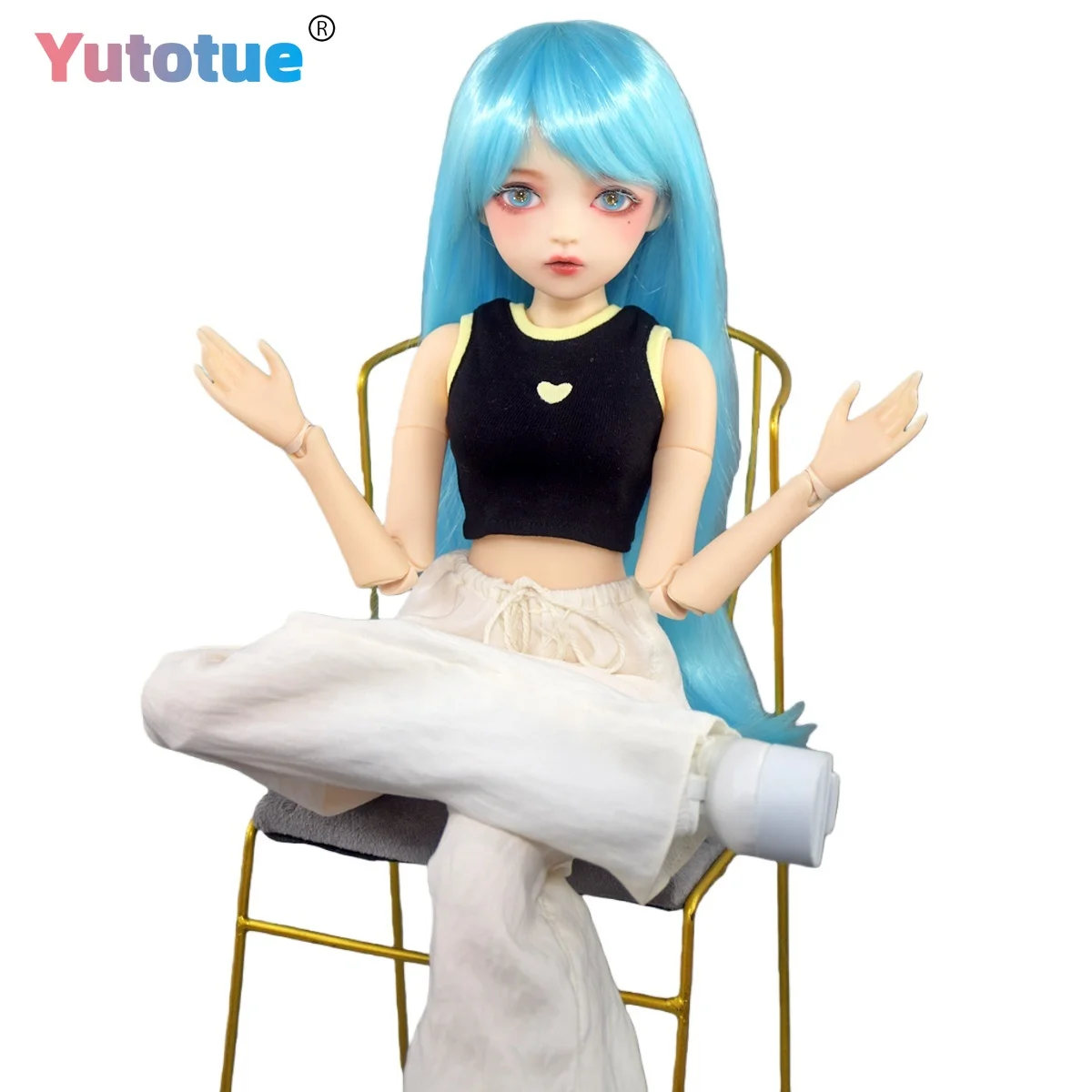 

YUTOTUE 60cm Height Girl Doll with Vest Pants Shoes Wigs Removable Set Handpainted Makeup Face 1/3 BJD Doll Toy