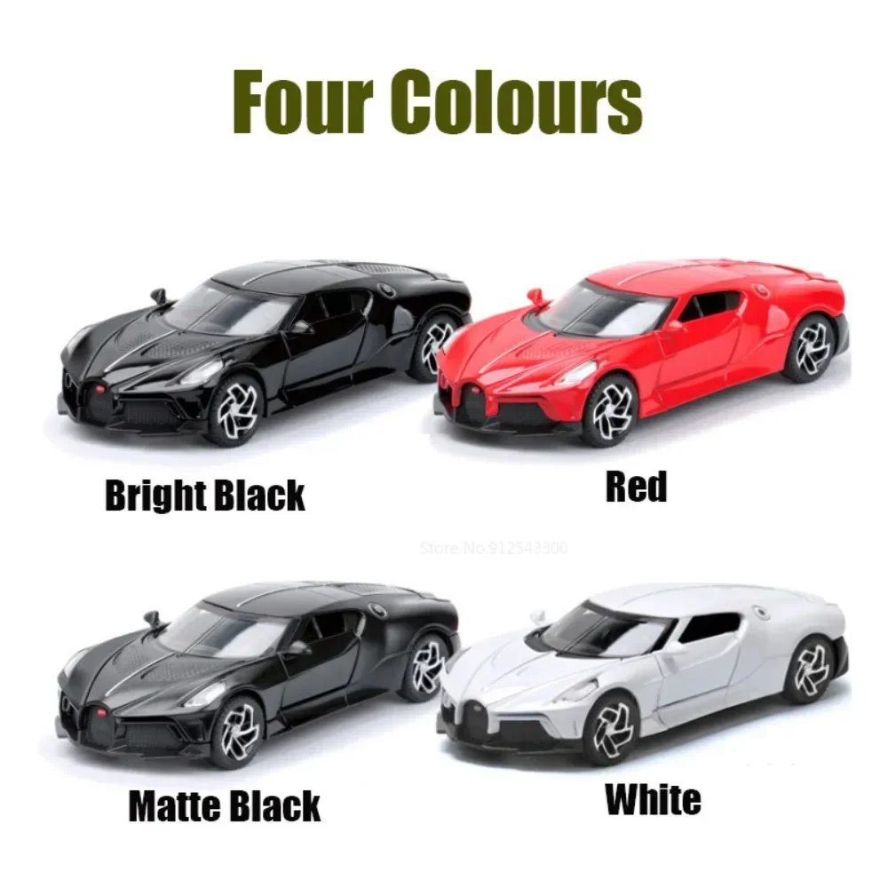 1:32 Scale Bugatti La Voiture Toy Model Car Metal Alloy Diecast Pull Back Music Light Car Model Boys Miniature Collection Gifts