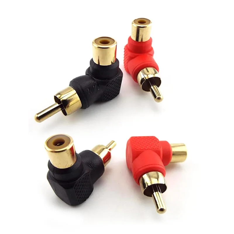 90 Degree RCA Male To Female Right Angle Connector Plug Adapters M/F Audio Adapter Gold Plated C3