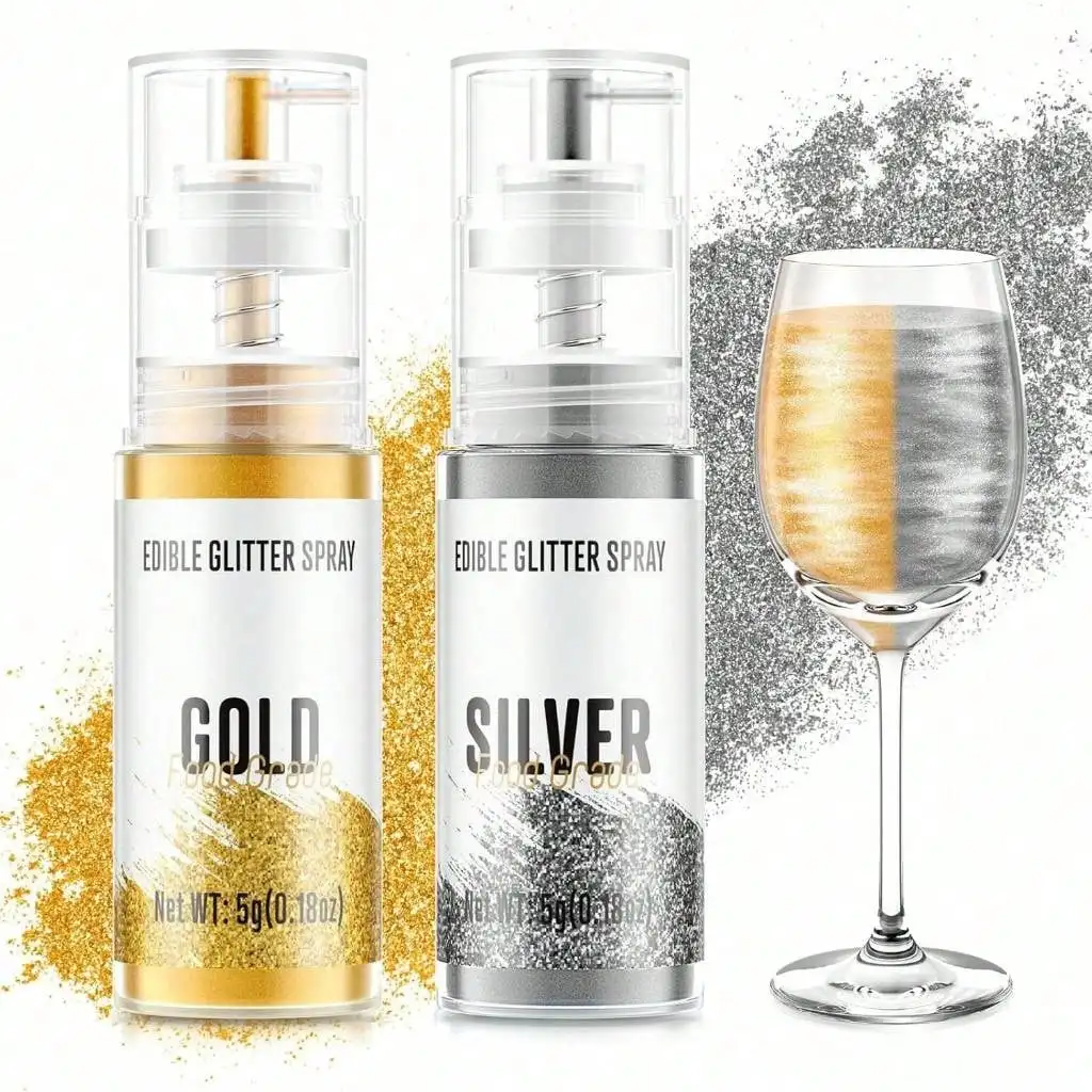 Spray de paillettes - 10g de poudre de paillettes colorées Luster Dust, poudre de paillettes scintillante, poudre de couleur métallique pour la décoration de gâteaux