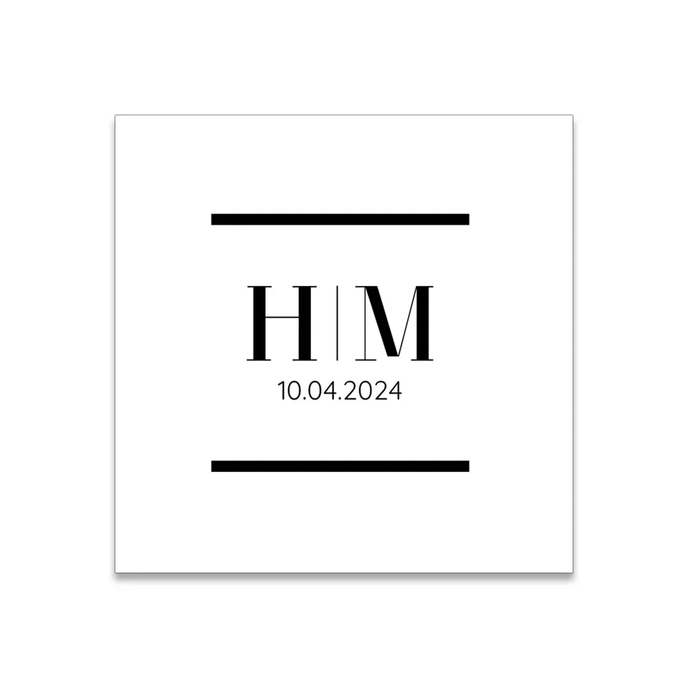 50PCS Black and White Party Initials 3 ply Premium Custom Cocktail Napkins Measure 5