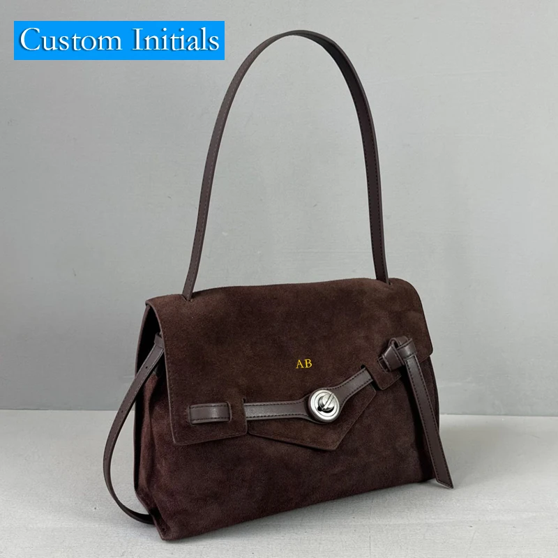 Custom Initials Cowhide Messenger Bags For Women Luxury Designer Handbag Purse 2025 New In Leather Buckle Belt Underarm Shoulder