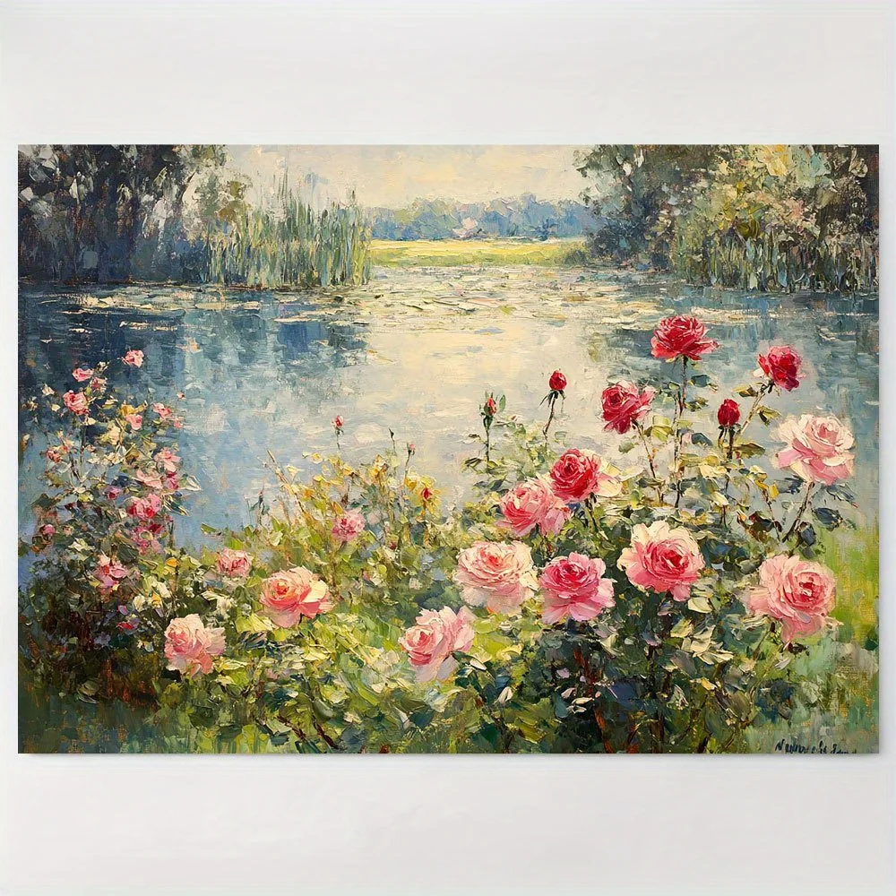 500/1000/1200/2000PCS Puzzles for Adults Beautiful Pink Rose Garden,Jigsaw Puzzles Brain Challenge Game Gift Home Decor