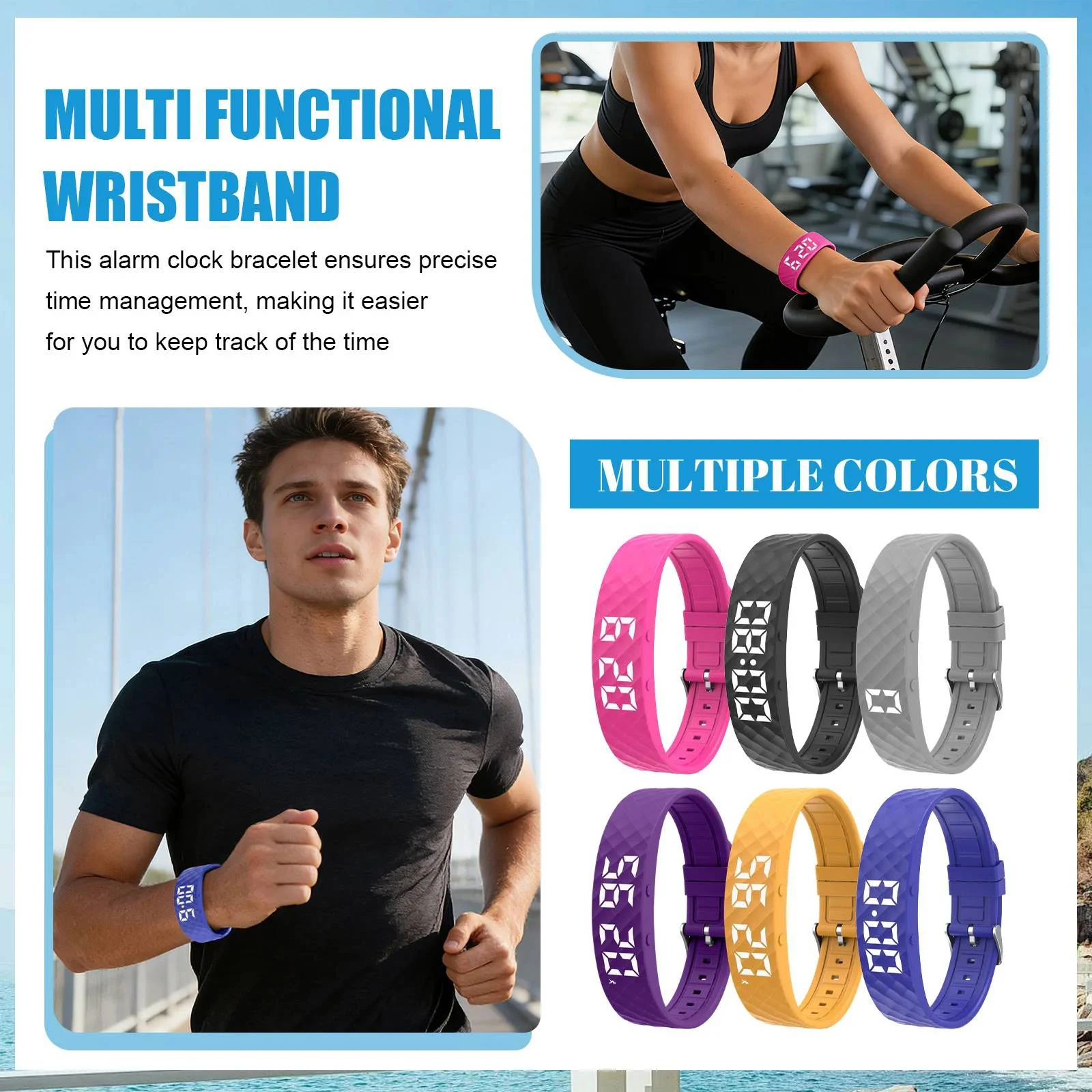 

Alarm Clock Watches Waterproof Silent Vibration Alarm Watch Rechargeable 45-Day Battery Life for Heavy Sleepers Students