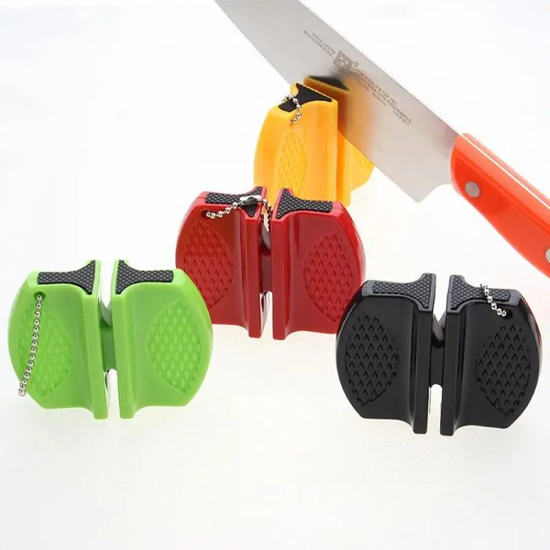 1pcs Mini Knife Sharpener Rough And Delicate Double Sided Sharpener Portable Ceramic Sharpener Pocket Outdoor Camping And Hiking