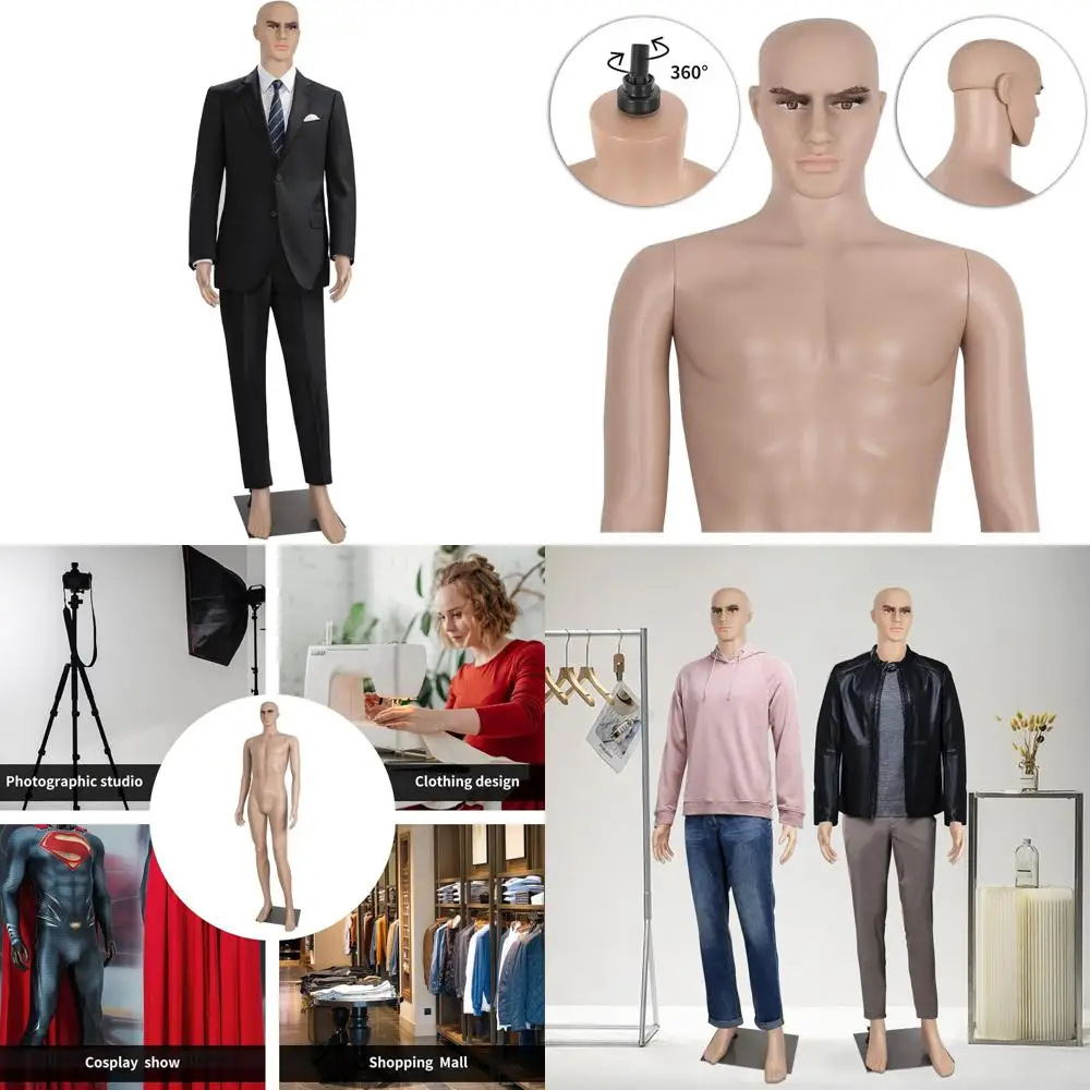 

Full Body Male Mannequin 73 Tall Realistic Display Model Stand with Metal Base for Various Uses