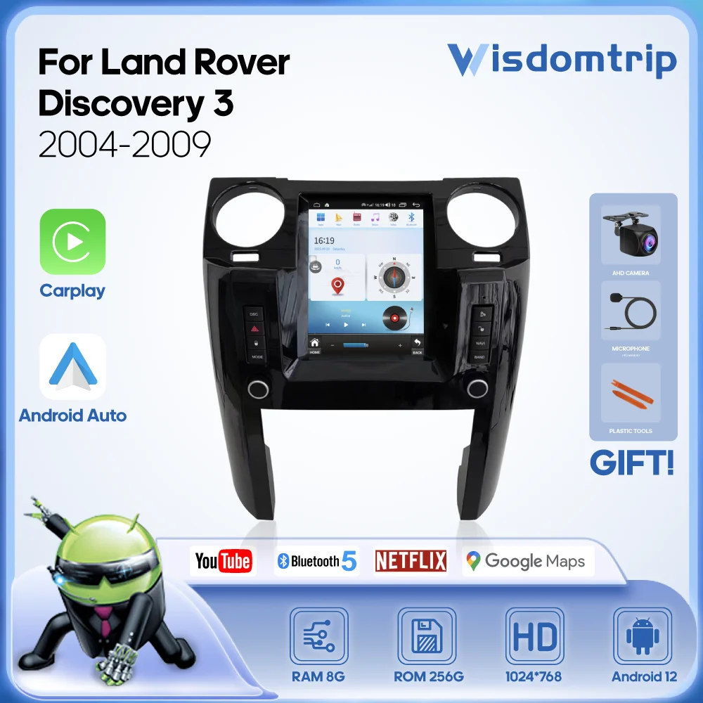 

Для Land Rover Discovery 3 2004-2009 умный мультимедийный видеоплеер Радио GPS 4G WIFI Carplay + Авто Android 12