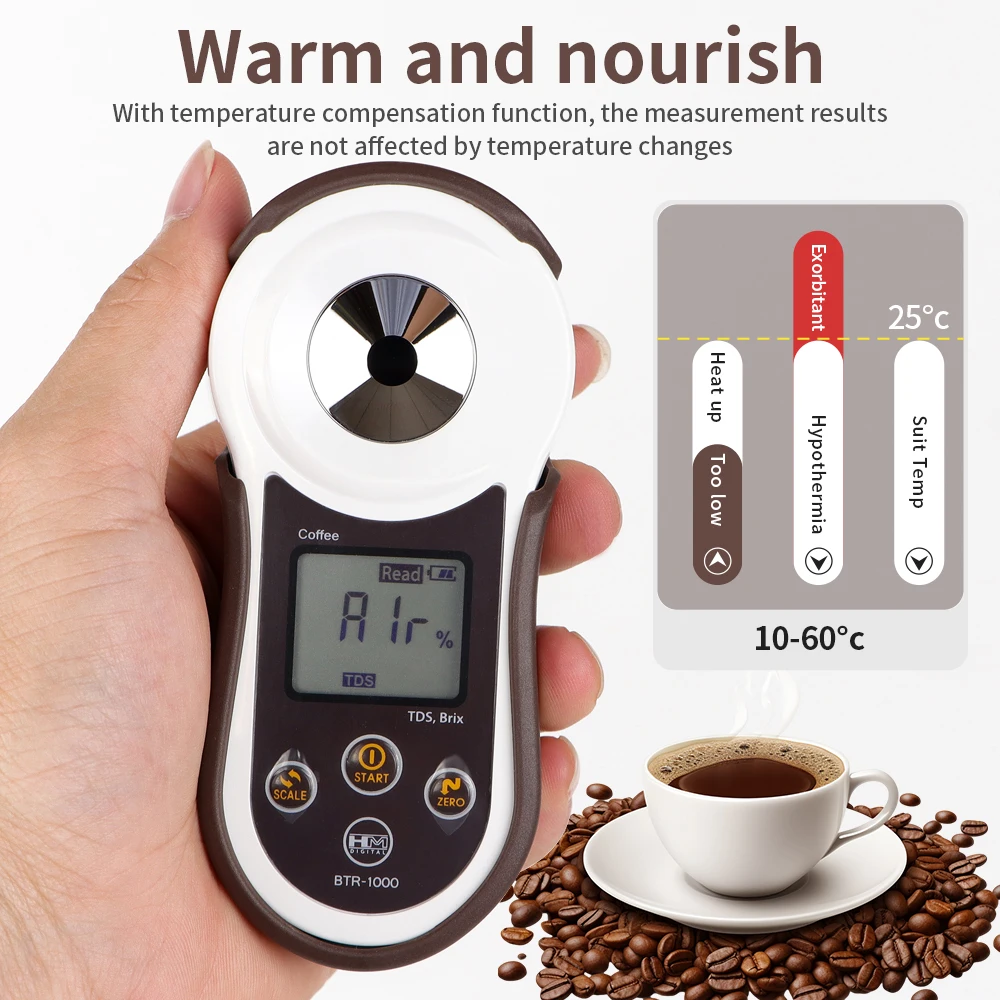 Bluetooth Coffee Brix Refractometer Digital Coffee Meter Smart Coffee Concentration Densitometer 0-26% Brix 0-23% TDS Meter