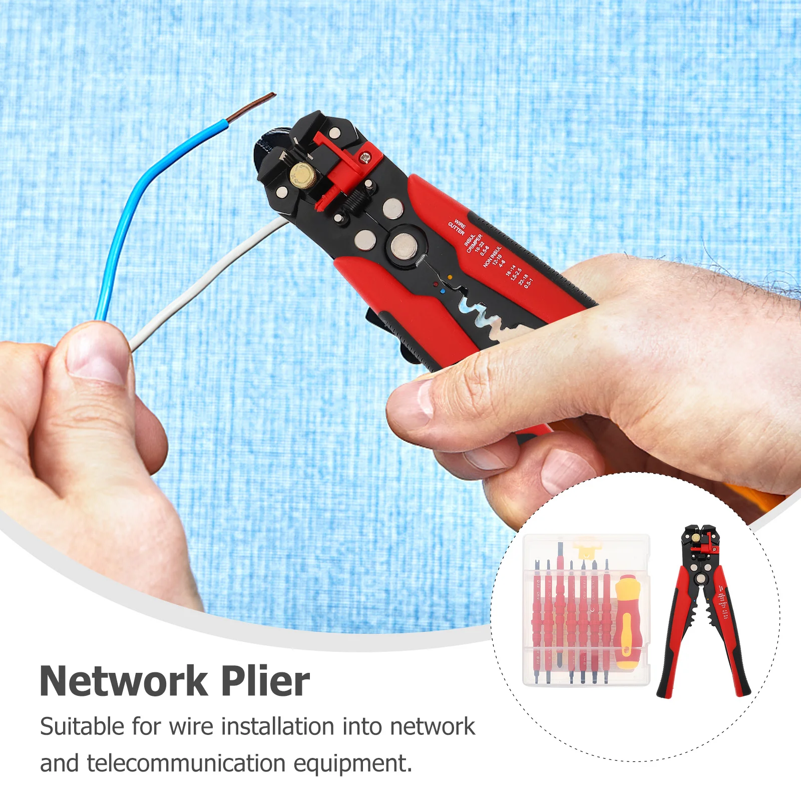1세트 와이어 스트리퍼 콤비네이션 키트 내구성 있는 합금강 절연 드라이버 인체공학적 핸들 와이어 터미널 크림핑 도구
