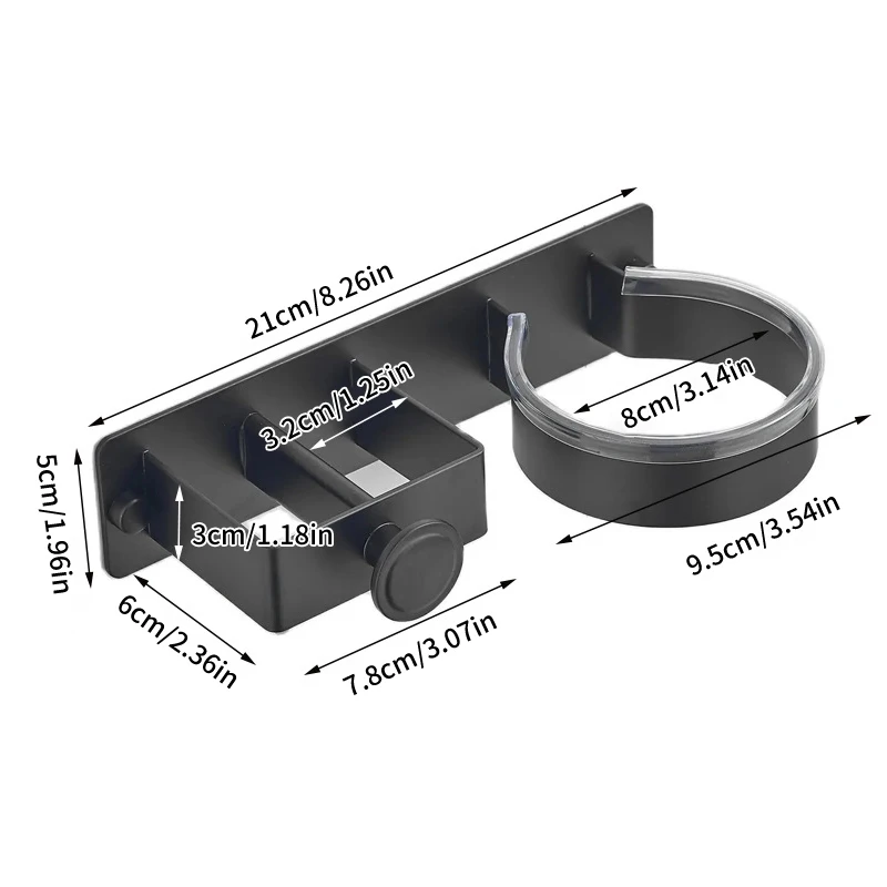 Naścienny uchwyt na suszarkę do włosów bez otworów, stojak do przechowywania suszarki do włosów w łazience, prostownica, klips, deska do prasowania, stojak do przechowywania