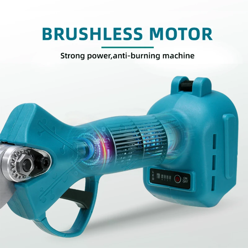 Brushless 4 Gear Cordless Pruner Shear Fruit Tree Bonsai Pruning Electric Tree Branches Cutter Compatible For Makita 18V Battery