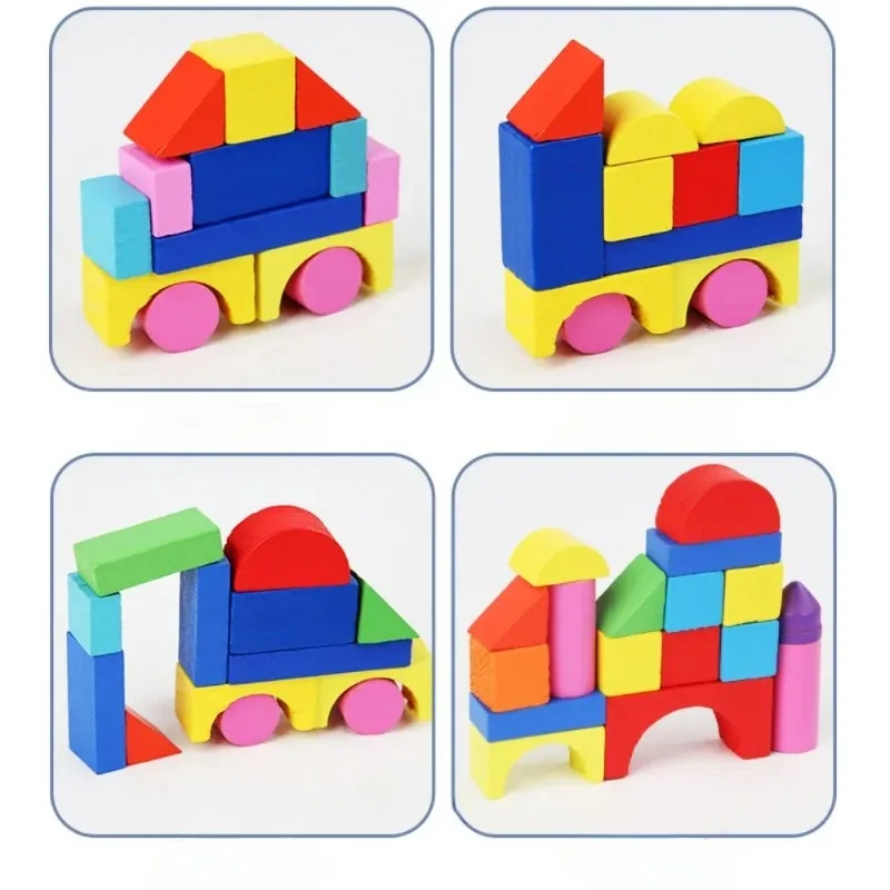 

34PCS Kids Montessori Geometric Puzzle Toy Colorful Blocks DIY Thinking Game Sensory Toys Education Learning Aids for Children's
