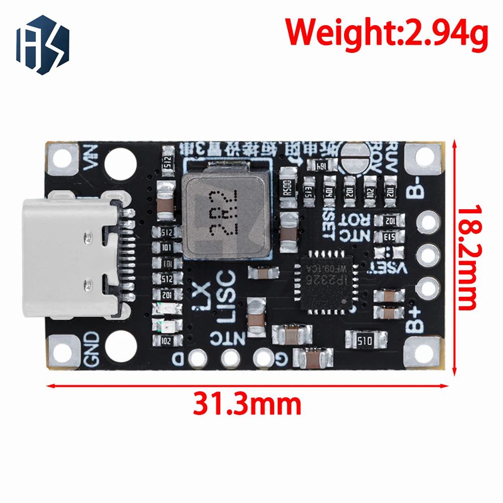 Type-C USB 2-3S BMS 15 واط 8.4 فولت 12.6 فولت 1.5A بطارية ليثيوم شحن دفعة وحدة مع دعم متوازن شحن سريع مع المؤشر