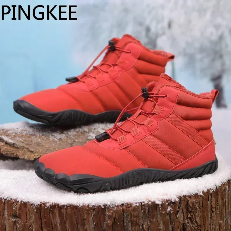 PINGKEE VENOCON Barefoot Wide ToeBox Shoes Men Women Leather Winter Athletic Minimalist Sneakers Snow Boots Wide Feet Footwear