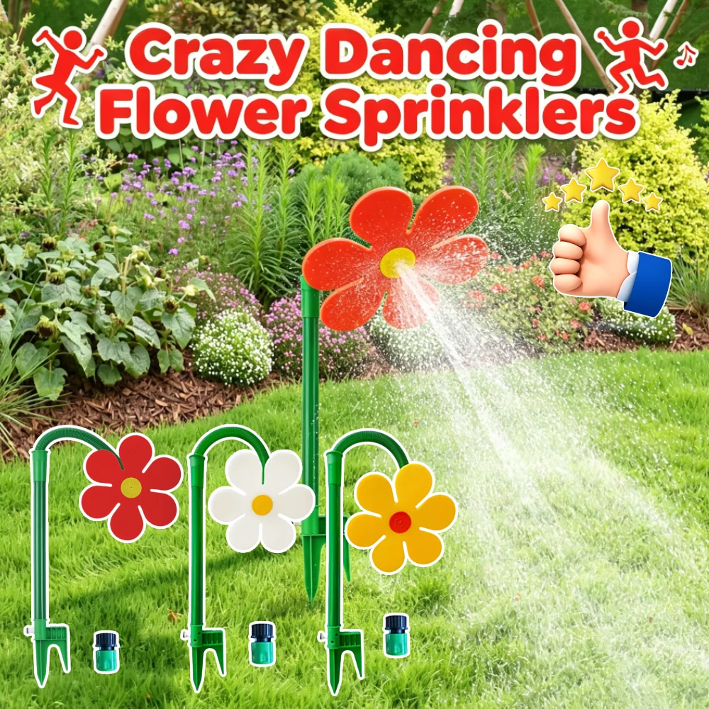 

Crazy Daisy Sprinkler 360° Rotating Crazy Dancing Flower Water Sprinklers Funny Sun Flower Dancing Lawn Sprinkler for Garden