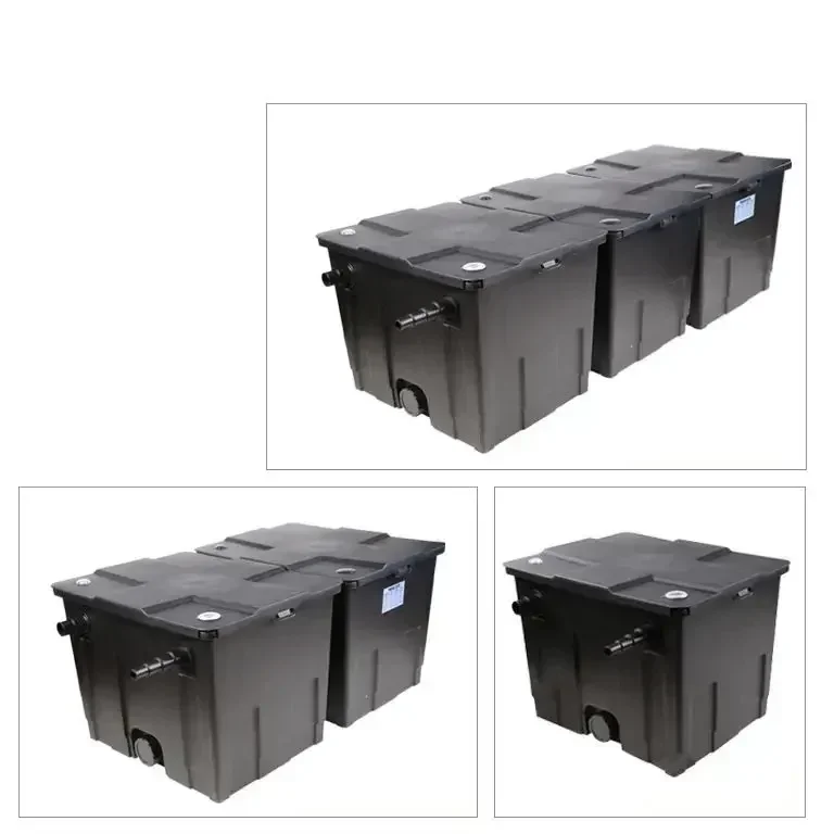 Aquarium fish pond filtration system with good efficiency, pond koi box biological large filter with pump lamp