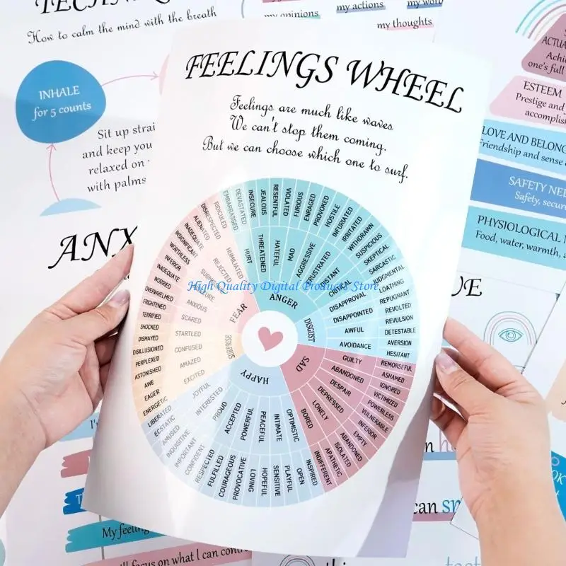 u2je 12シート落ち着くコーナーポスターインスピレーションメンタルヘルスポスターウォールフィーリーズチャートオフィス教室10x14inch