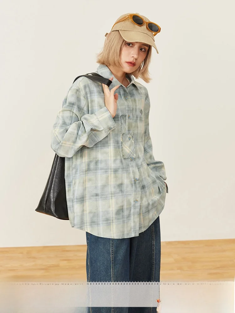 

Loose Casual Long Sve irt Fce Fini Patchwork Faionable Loose Comfortable Top Volcano Brand Women's irt