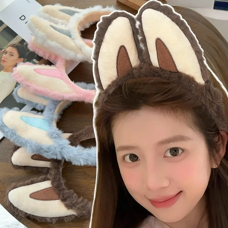 

Повязка на голову с заячьими ушками, плюшевая повязка для волос с ушками животных для женщин и девочек, милый косплей, мягкие регулируемые обручи для рождественских волос, аксессуары
