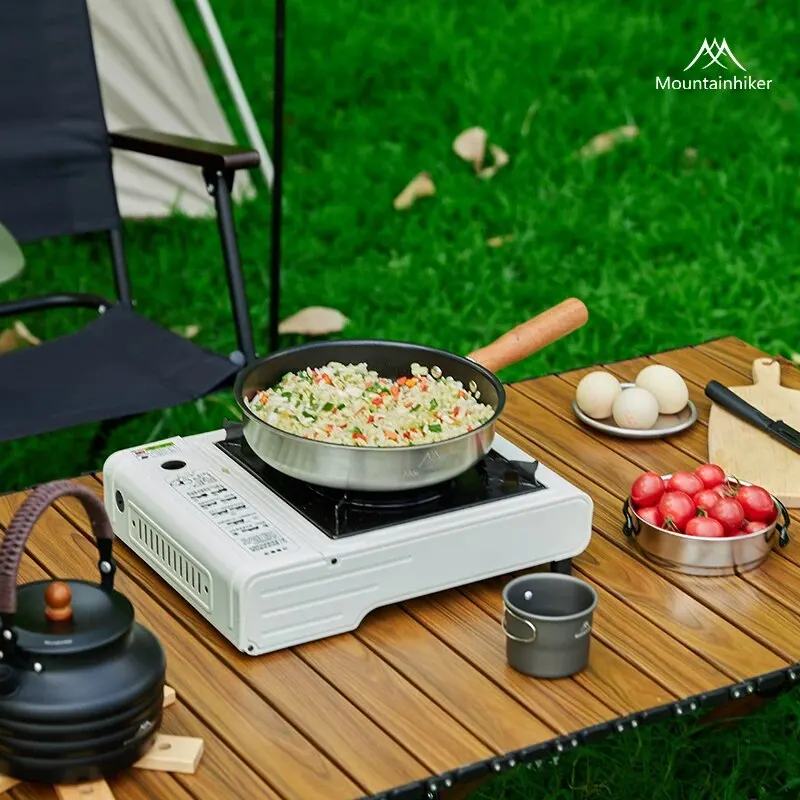 MOUNTAINHIKER Outdoor Camping Non-stick Frying Pan Breakfast Egg Pancake Pot Stainless Steel Cooking Induction Cooker Fry Pan