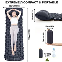 Colchón inflable para acampar al aire libre, colchoneta para dormir con almohadas, colchoneta de aire ultraligera, bomba infladora integrada para senderismo