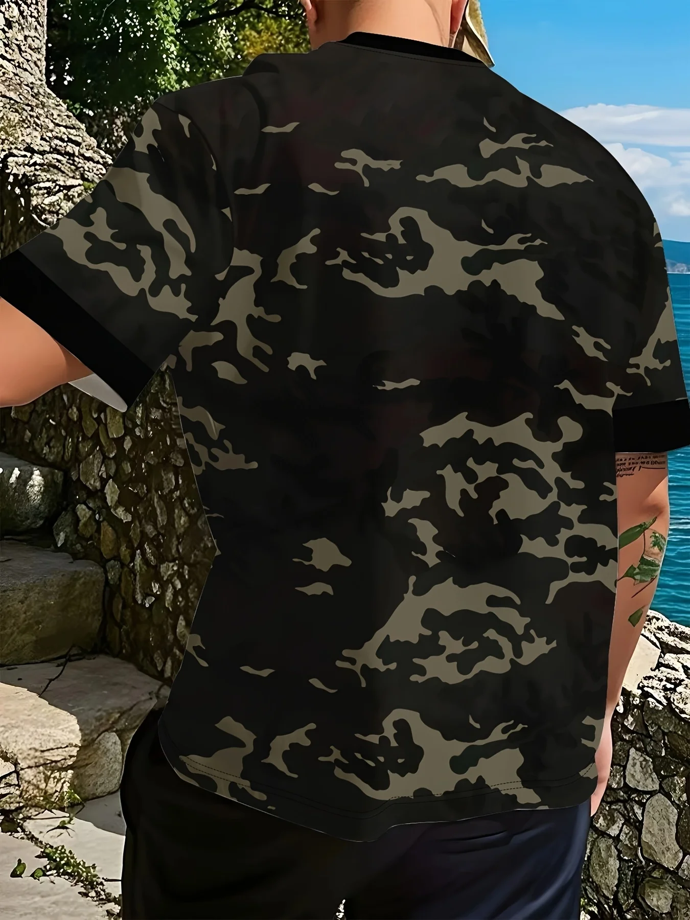 Men And Women Camouflage Print T Shirt Stylish  Pattern Short Sleeve Casual Top Unisex Apparel Trendy Fashion Clothing
