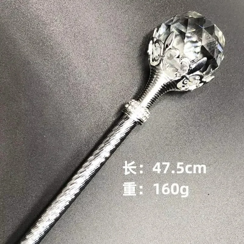 Cajado Mágico de Metal com Garra e Bola de Cristal de 47cm para Festa de Carnaval