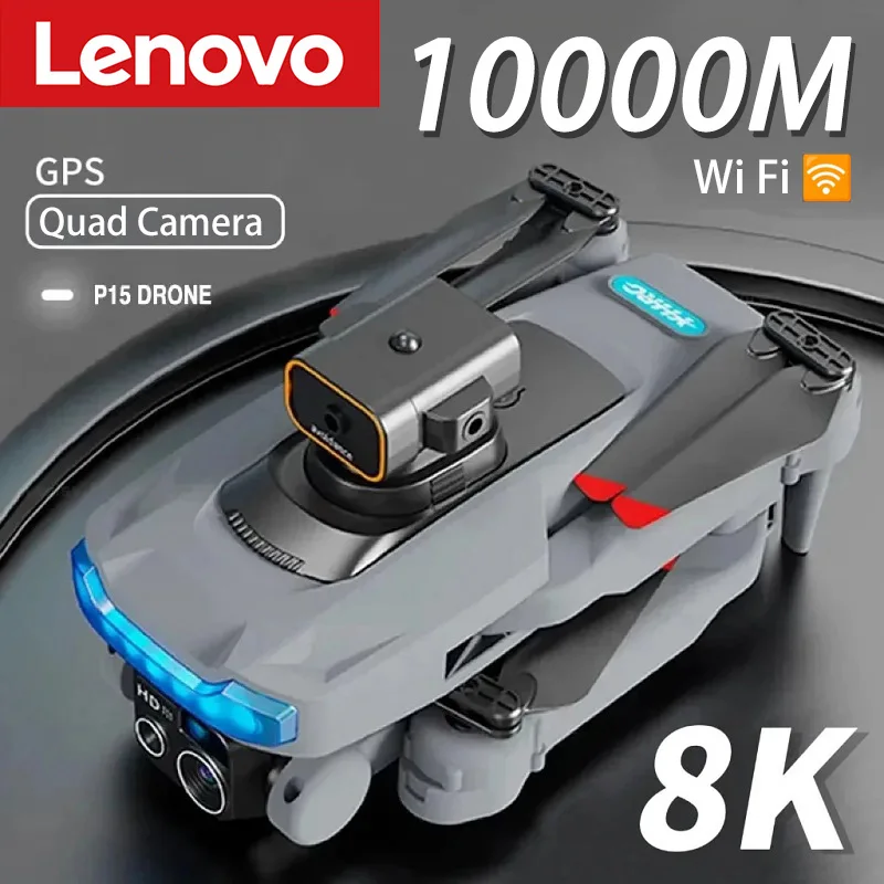 Lenovo 10000M P15 Drone Professional 8K GPS Dual Camera 5G Obstacle Avoidance Optical Flow Positioning Brushless Upgraded RC