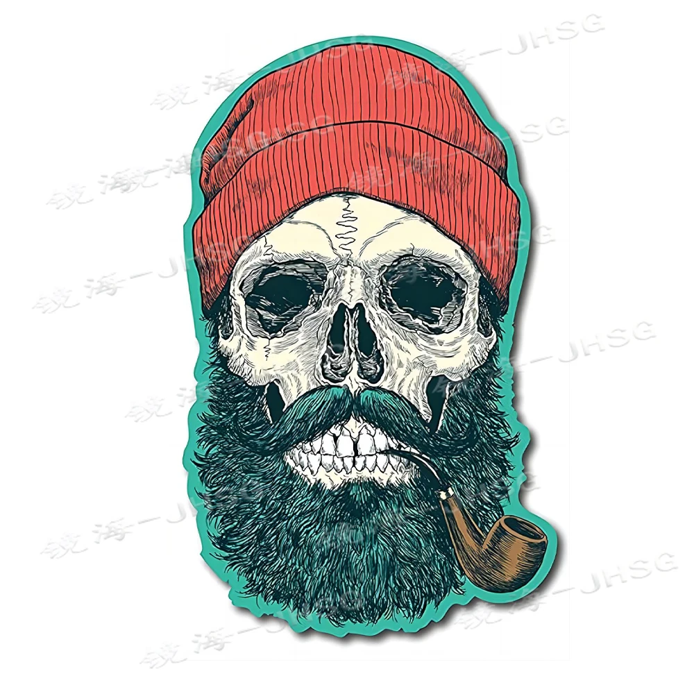 Hippy Beard Skull Sticker - Waterproof Vinyl Sticker for Car and Motorcycle Bumpers - Supports Customization - PVC-KK