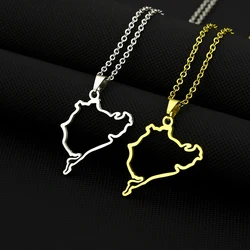 Fashion Germany Car Styling Racing ​Road Nurburgring Pendant Necklace for Men Women Girls Stainless Steel Jewelry