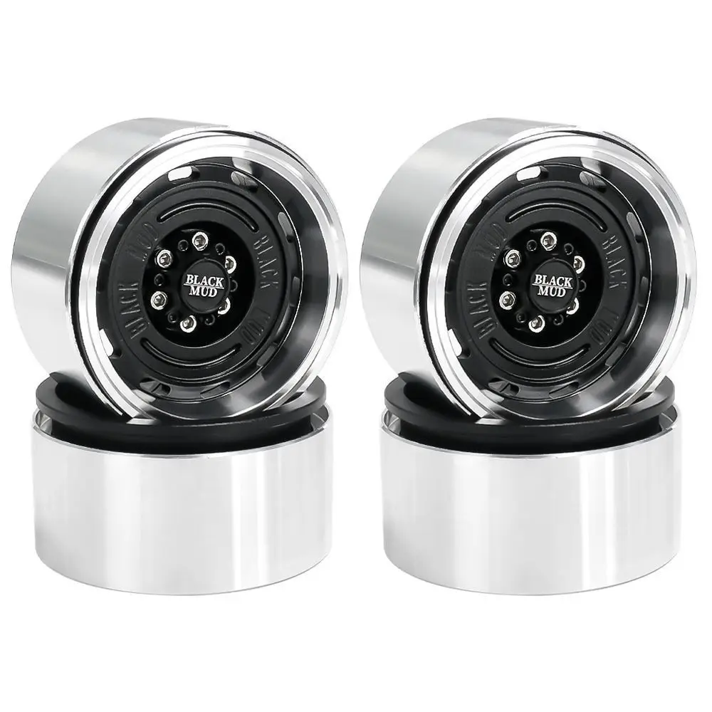 Mozzo ruote retrò fango nero da 2,2 pollici per 1/10 RC Crawler Car TRX4 Defender Bronco AXIAL SCX10 RC4WD D90 Wraith Crossrc Tank 300