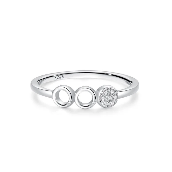 

European American INS Geometric Design S925 Sterling Silver Female Ring