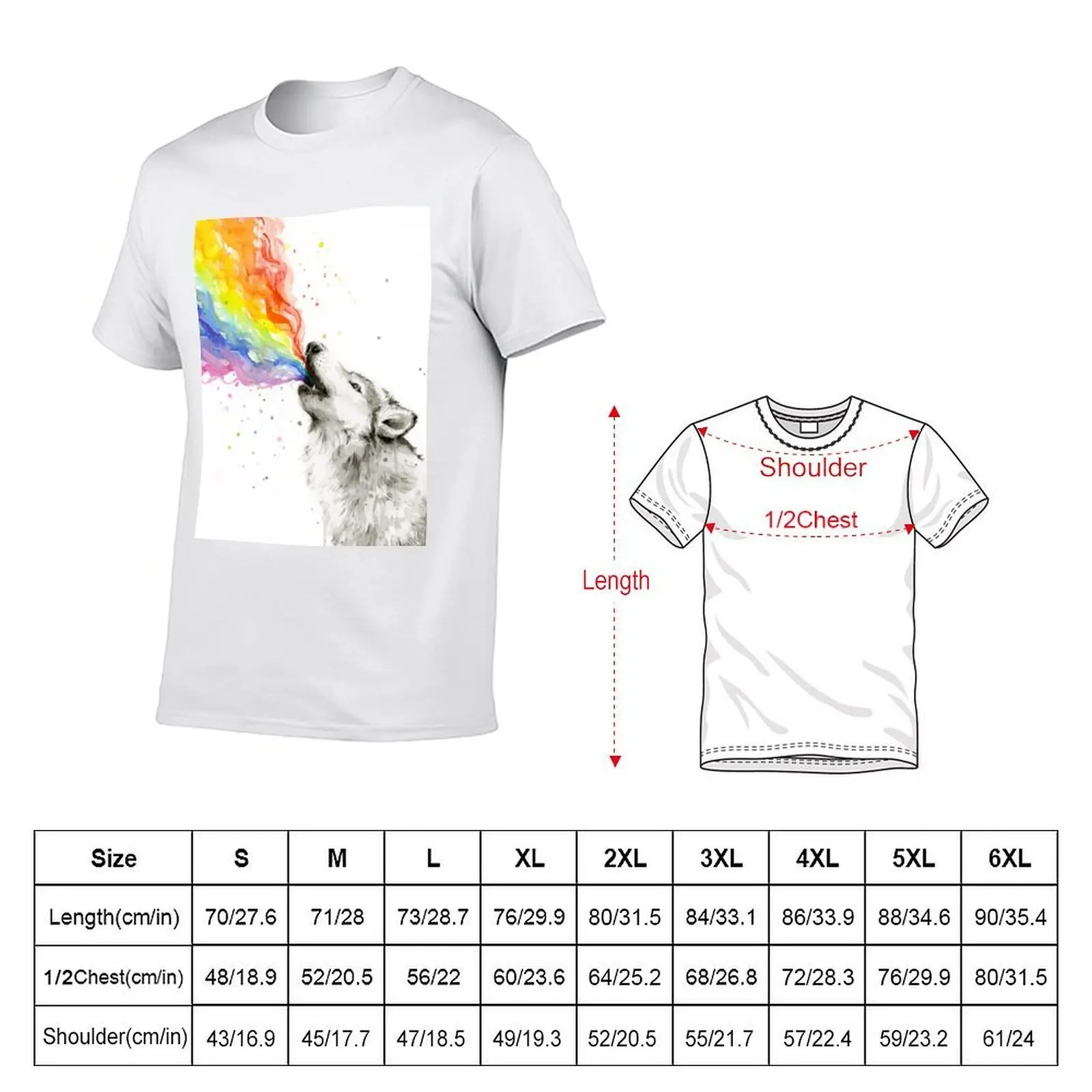 Wolf Howling Rainbow T-Shirt vintage Short sleeve tee mens big and tall t shirts