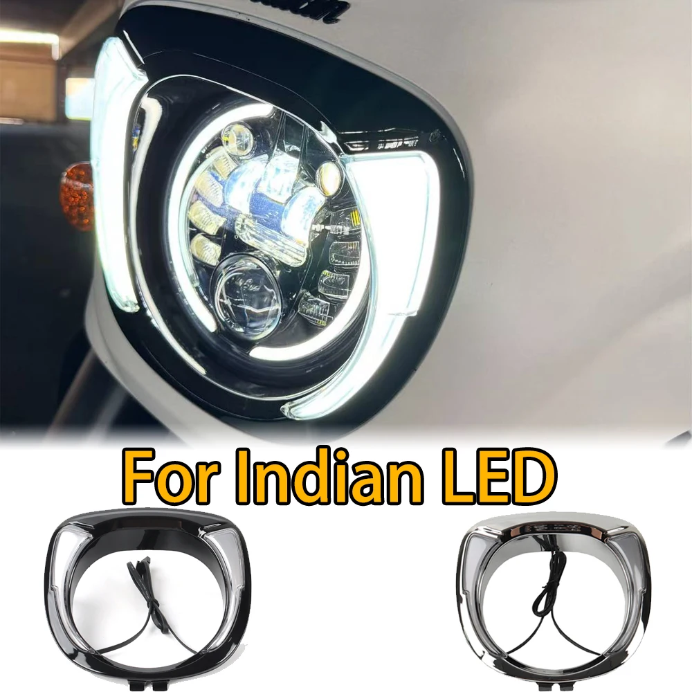 

Fang Headlight Bezel for Indian Chieftain 2018-2024, Dark Horse/Icon/Elite/Limited/Classic ABS Black Trim Ring Accessories
