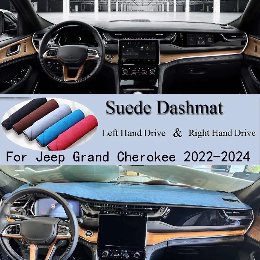 

For Jeep Grand Cherokee 2022 - 2024 Suede Dashmat Dash Mat Cover Dashboard Pad Sunshade Non-slip Carpet Car-Styling Accessories