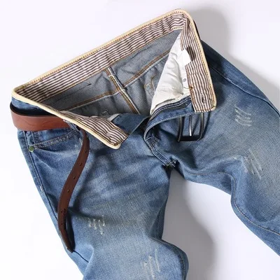 Denim Jeans für Männer Dünne Gerade Hosen Micro Stretch Designer Jeans für Männlichen Lose Jeans mit Tasche Streetwear Männer