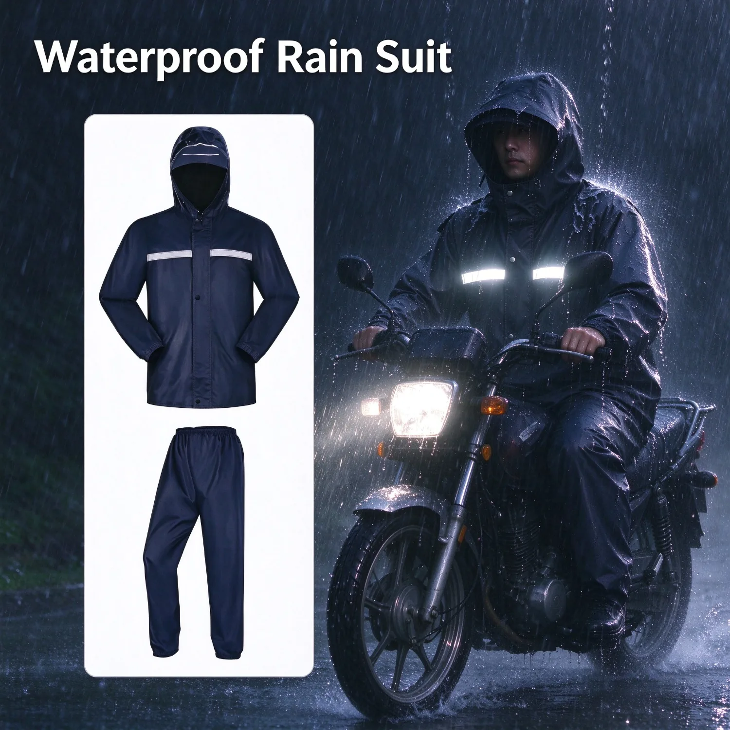 Motorcycle Rain Suit 2 Piece - بدلة مطر مقاومة للماء للرجال والنساء،