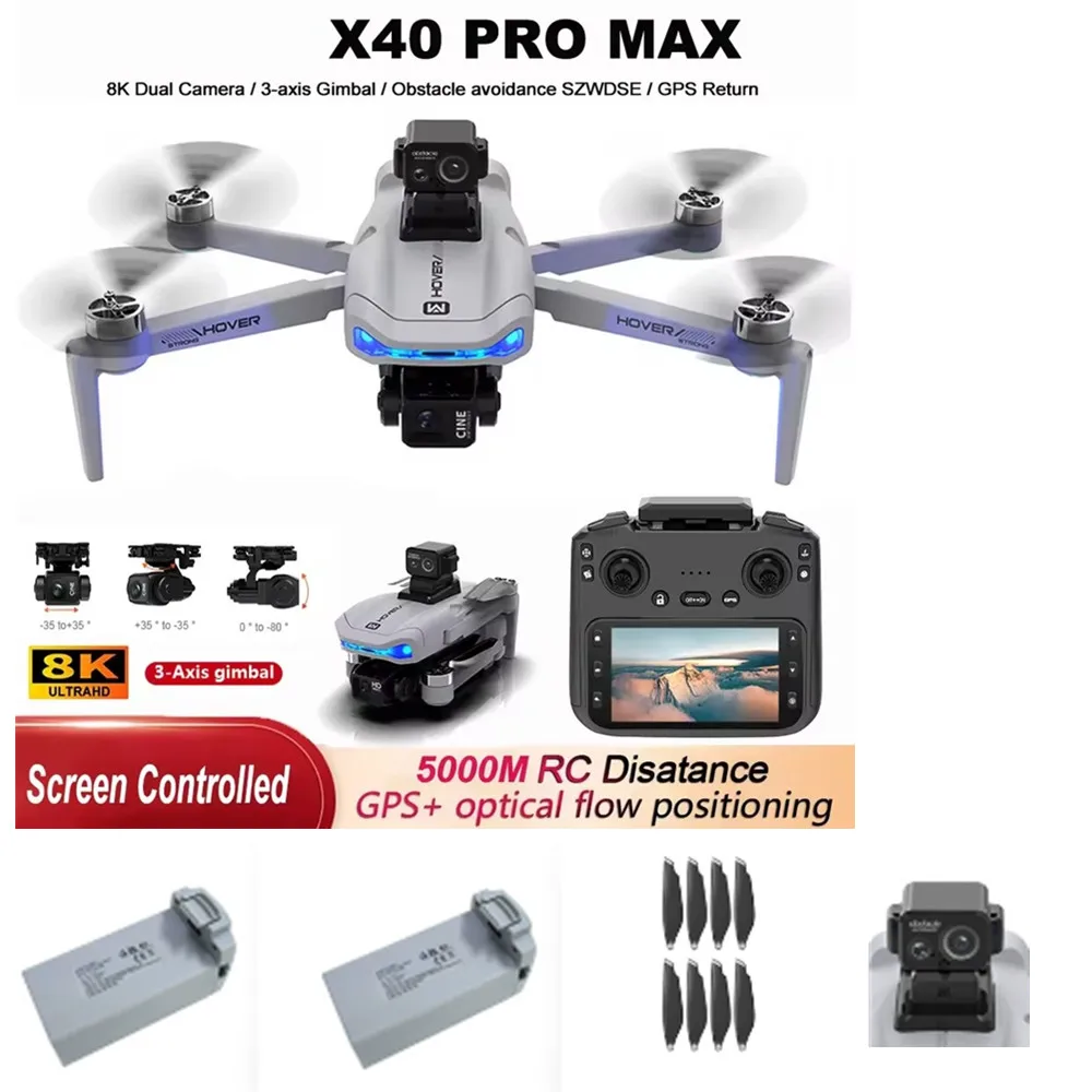 

X40 PRO GPS Drone Battery Accessories 7.4v 1500mAh X40 PRO GPS Drone Propeller Maple Leaf X40 GPS Drone Batteriey