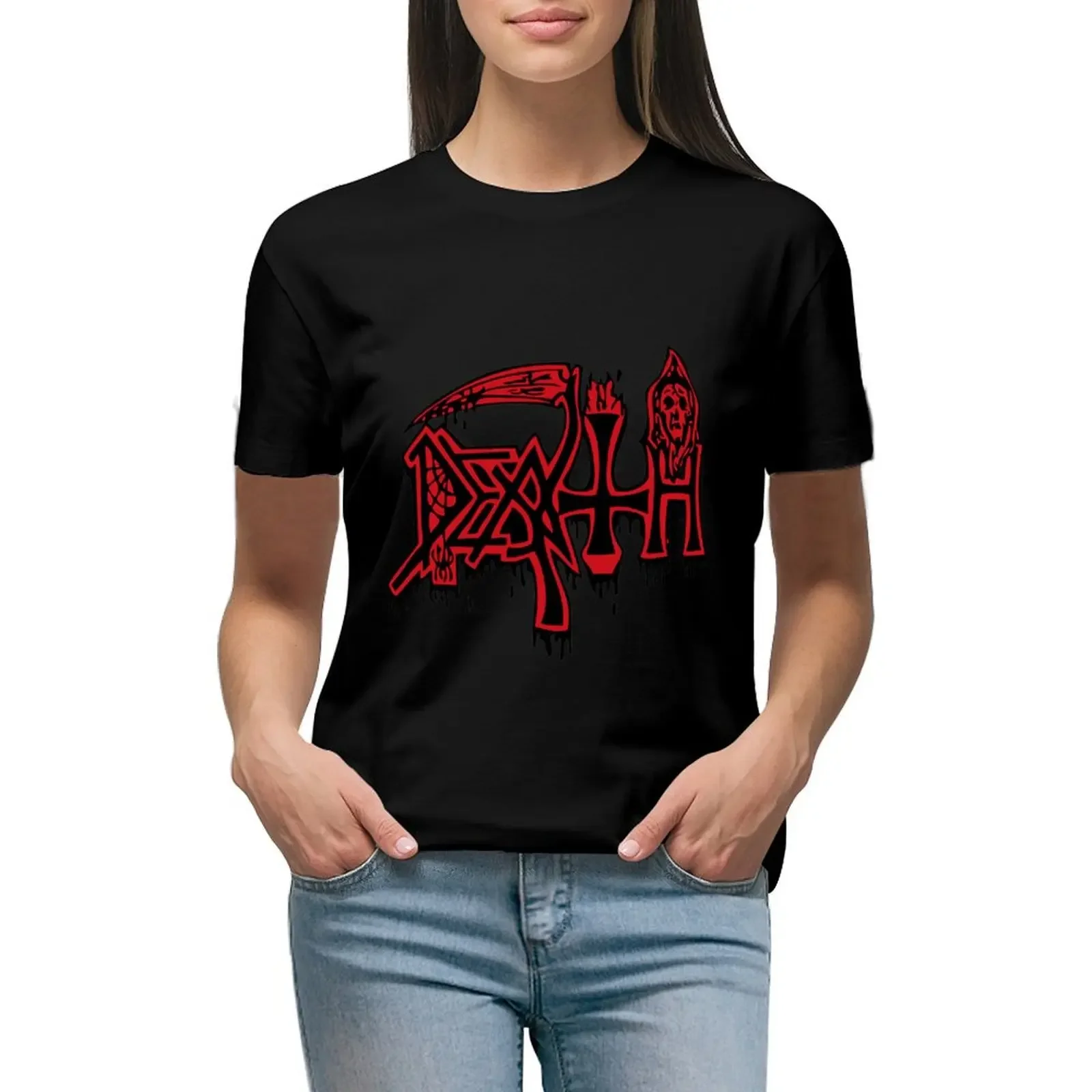 DEATH LOGO T-Shirt quick drying cute tops animal print shirt for girls plus size t shirts for Women loose fit