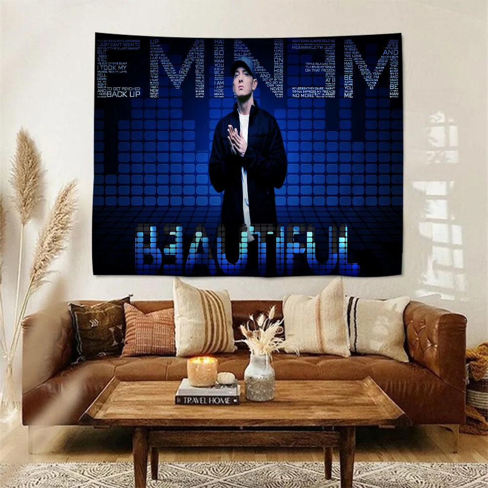 E-Eminem Anime Tapestry Hanging Tarot Hippie Wall Rugs Dorm Home Decor