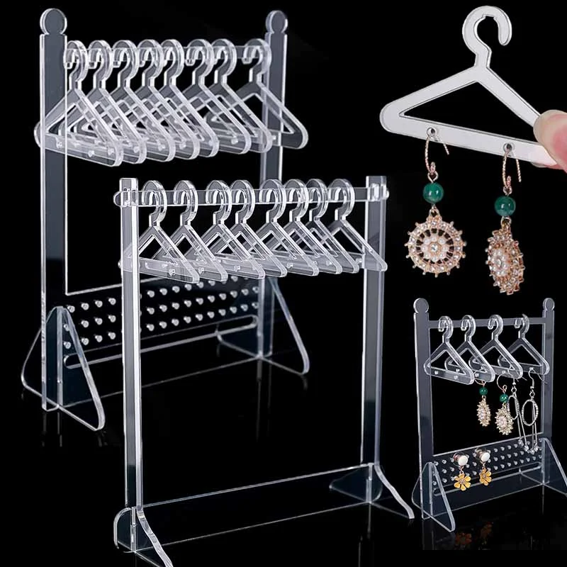 Acrylic Coat-hanger Shape Earring Display Stand for Women Jewelry Pendant Showcase Rack Transparent Earring Board Ear Studs