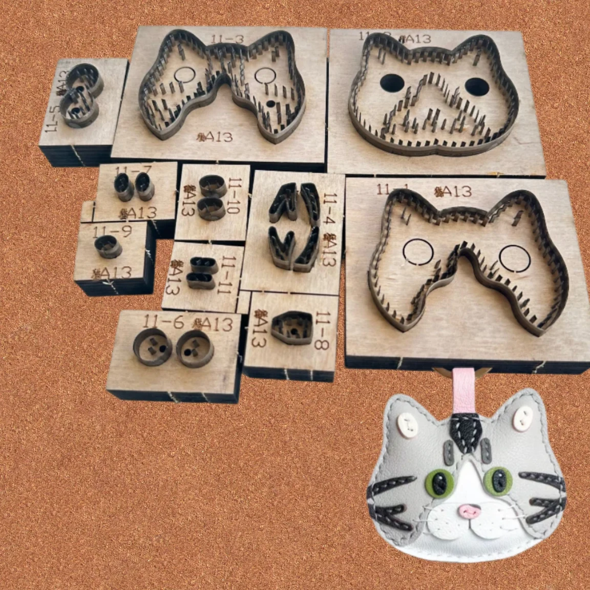 Troquel de corte para llavero con diseño de gato American Shorthair, molde de cuero para dijes de gato, troquel de corte láser personalizado