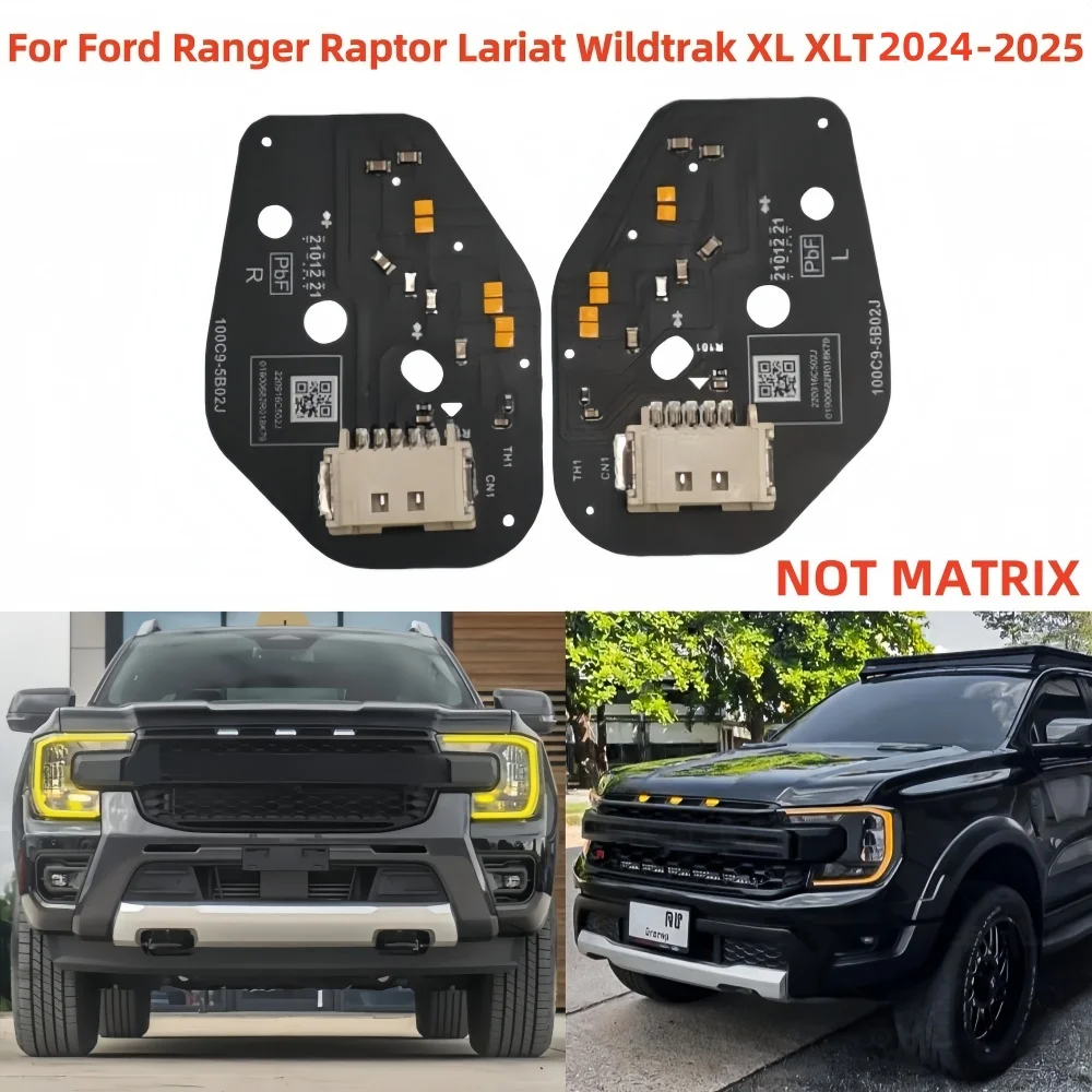 

For Ford Ranger Raptor Lariat Wildtrak XL XLT 2024-2025 Daytime Running DRL LED Lights Module Boards Amber car accessories