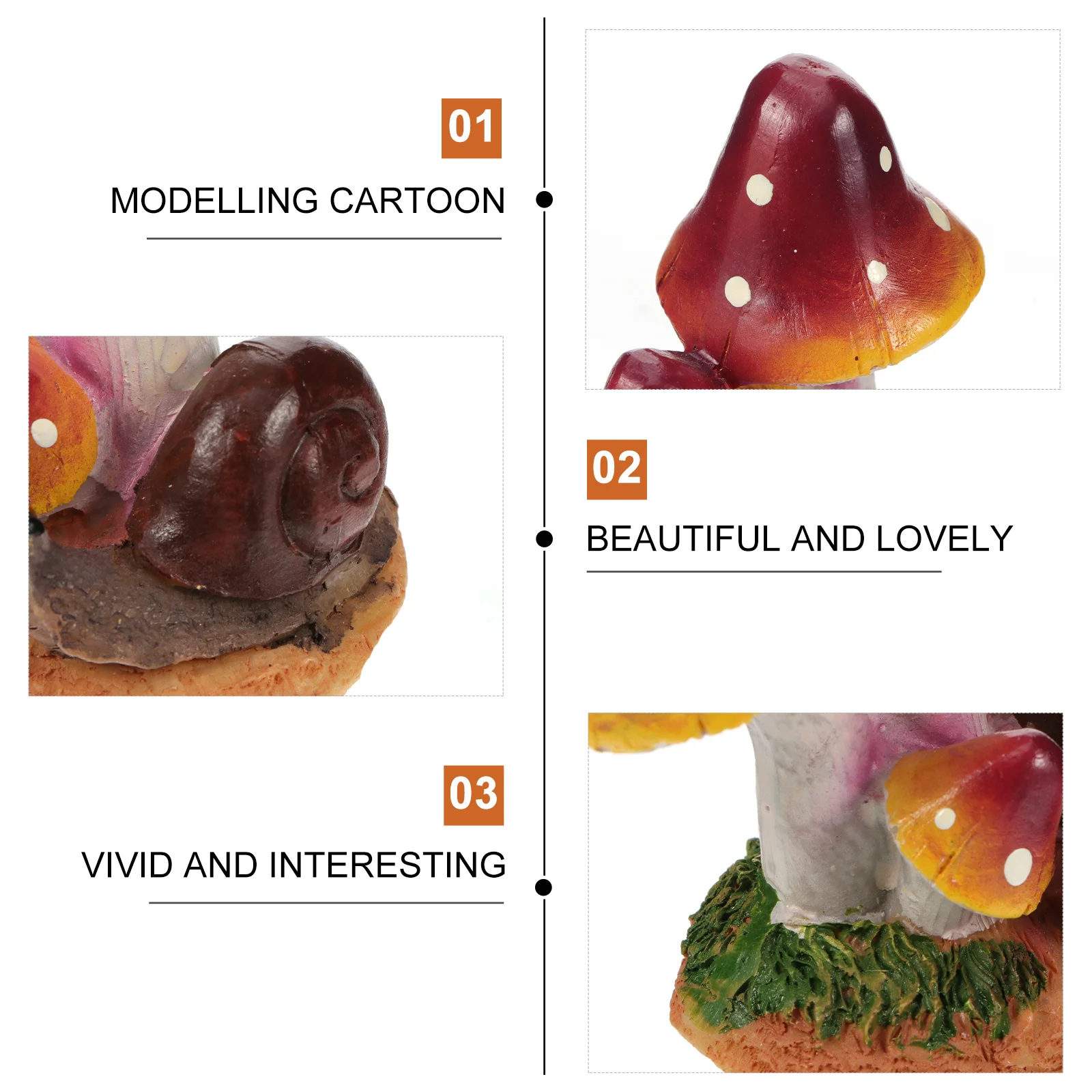 Patung Jamur Siput Resin Dekorasi Akuarium Tangki Ikan Miniatur Taman Rumput Pot Ornamen Jamur Resin