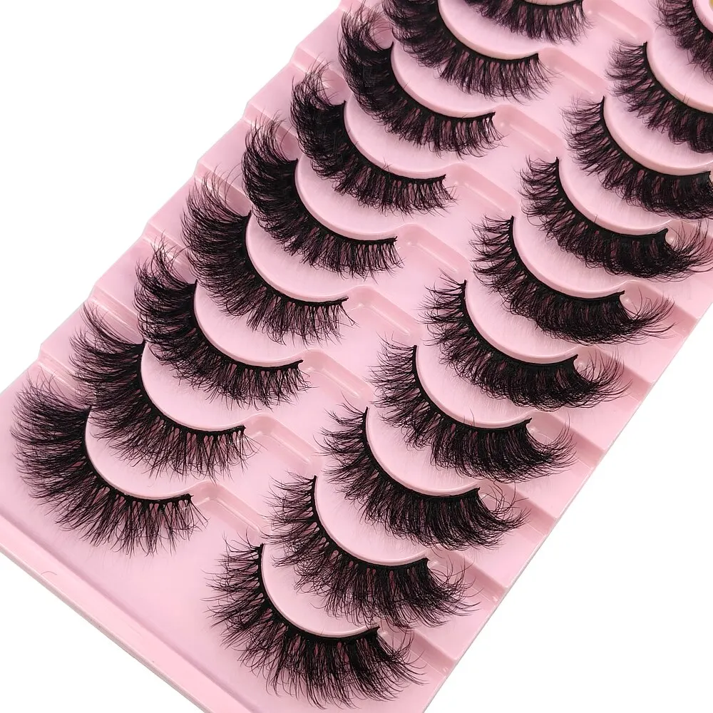 New 10 Pairs 3D Faux Mink Lashes Faux Mink Fluffy Lashes Soft Full Thick Wispy Eyelash Dramatic False Eyelashes Makeup Tools