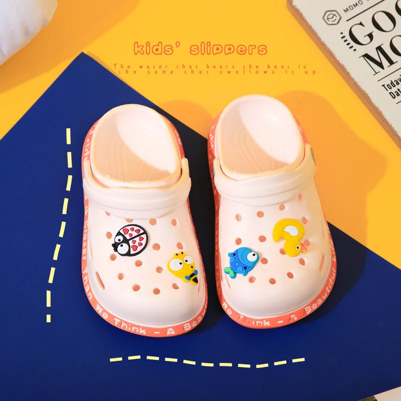 New Summer Sandals Kids Mules Baby Boys Girls Cartoon Baby Sandals Flat Heels Solid Cartoon Slippers Children's Garden Shoes