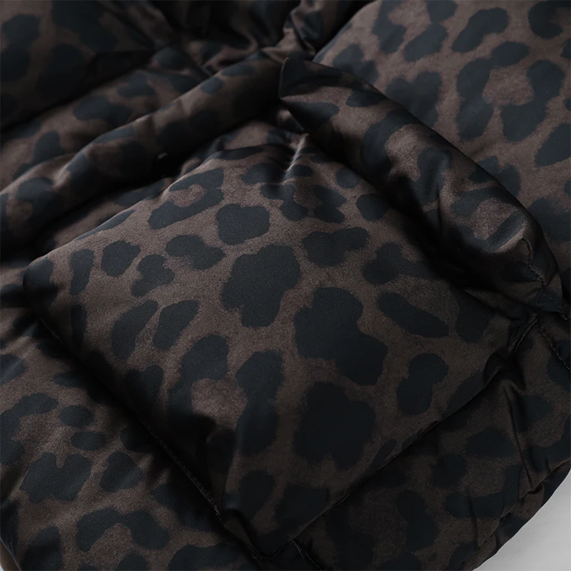 Women's Leopard Print Hooded Cotton Padded Jackets Stand Collar Zipper Short Puffy Coats 2026 Winter Lady Street Warm Outerwear