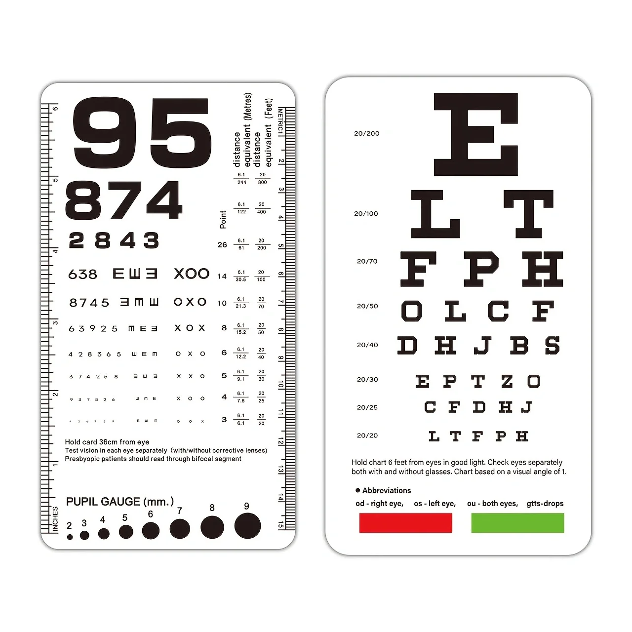 Near Vision Standardized Eye Chart Visual Testing Pocket Eye Chart For Optical Shop Eye Exam