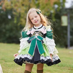 Autumn Winter New Girl Lolita Dress Girls High End Embroidered Princess Dresses Lace Splicing Ball Gown for Children Kids