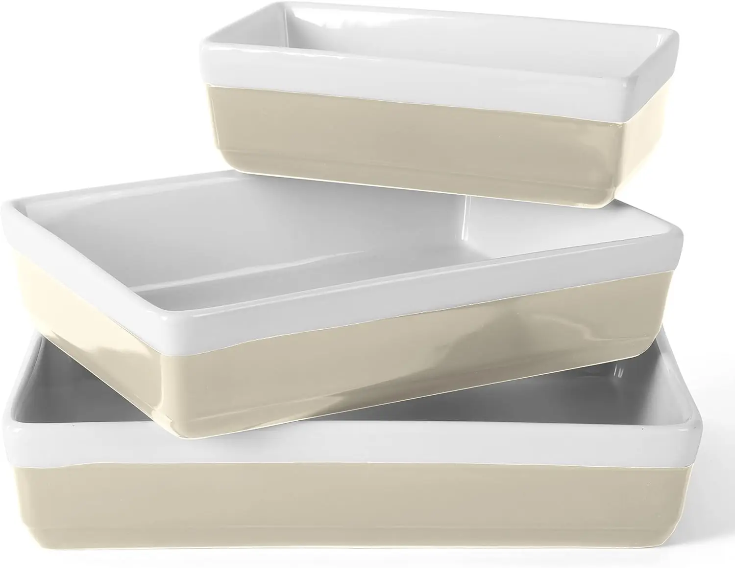 

3-Piece Oven to Table Stoneware Bakeware Set – Baking Dish & Casserole Set – Grey – Durable Oven-Safe